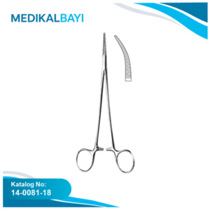 14.0081.18 Halstead Mosquito Forseps Eğri 18cm
