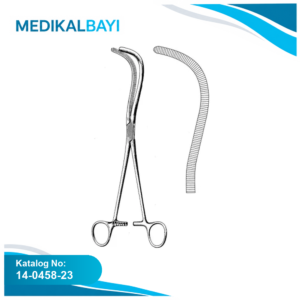 14.0458.23 Mayo Guyon Böbrek Pedikül Klempi Eğri 23cm