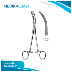 14.0520.21 Heaney Histerektomi Forseps 1x1T Eğri 20cm