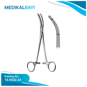 14.0522.23 Heaney Histerektomi Forseps Eğri 2x2T, 23cm
