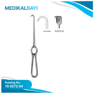 18.0272.04 Kocher Ekartör 4 Dişli Yarı Keskin 22cm