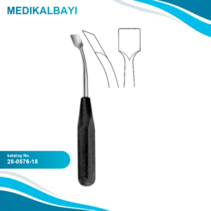 28.0576.18 Elevatör, Fiber Saplı, Eğri 13mm, 18.5cm