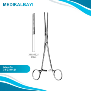 34.0340.21 Potts Koarktasyon Forseps Atravmatik Düz 21cm