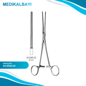 34.0340.22 Potts Koarktasyon Forseps Atravmatik Düz 22cm