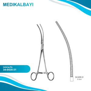 34.0435.31 Potts Atravmatik Damar Forsepsi Eğri 31cm