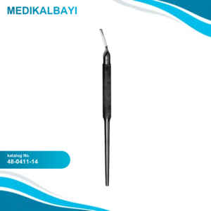 48.0411.14 Bistüri (neşter) Sapı, Açılı,Yuvarlak Sap round handle #3, 14.5cm