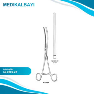 52.0290.22 Kocher Bağırsak Forsepsi Düz 22cm