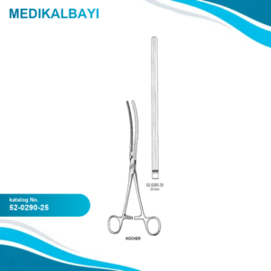 52.0290.25 Kocher Bağırsak Forsepsi Düz 25cm