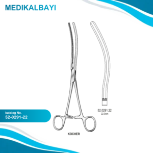 52.0291.22 Kocher Bağırsak Forsepsi Eğri 22cm
