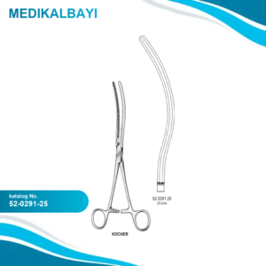 52.0291.25 Kocher Bağırsak Forsepsi Eğri 25cm