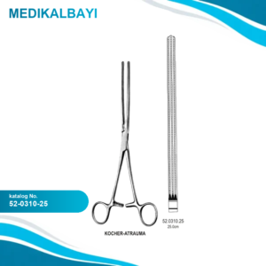 52.0310.25 Kocher Bağırsak Forsepsi Atravmatik Düz 25cm