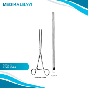 52.0310.28 Kocher Bağırsak Forsepsi Atravmatik Düz 28cm