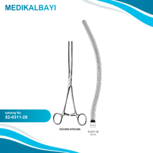 52.0311.28 Kocher Bağırsak Forsepsi Atravmatik Eğri 28cm