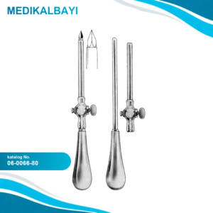 06.0066.80 Buelau Empyema Trokar İç Çap Ø6.5mm, Dış Çap Ø8.0mm, Çalışma Uzunluğu 100mm, 24cm, Set