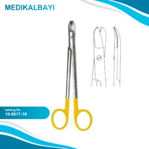 10.5817.16 Smith Makas Eğri, 1 Tırtıklı Bıçak 16cm TC