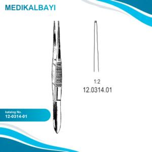 12.0314.01 İnce Doku Forsepsi 1x2T Düz 10.5cm