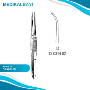 12.0314.02 İnce Doku Forsepsi 1x2T Eğri 10.5cm