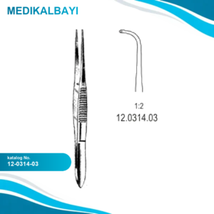 12.0314.03 İnce Doku Forsepsi 1x2T Eğri 10.5cm