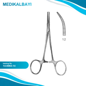 14.0063.14 Halstead Mosquito Forseps Eğri 1x2T 14cm