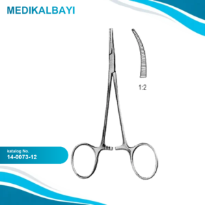 14.0073.12 Halstead Mikro Mosquito Forseps Eğri 1x2T 12cm