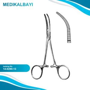 14.0290.13 Baby Overholt Arter Forseps Eğri 13.5cm