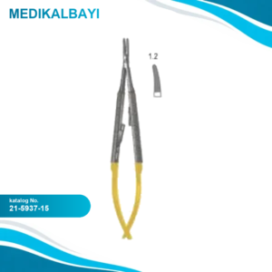 21.5937.15 Castroviejo Portegü Eğri, 1.5mm Tırtıklı Uçlu, 15cm TC
