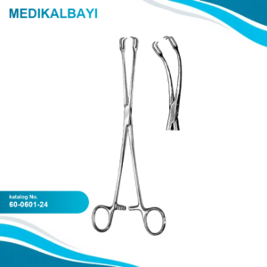 60.0601.24 Schroeder Vulsellum Forseps Yana Eğri 2x2 Dişli, 24cm