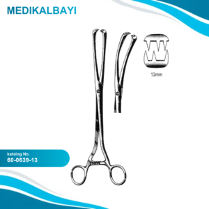 60.0639.13 Museux Vulsellum Forseps Eğri 3x3 Dişli 13mm, 26cm