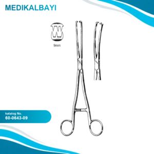 60.0643.09 Museux Vulsellum Forseps Eğri 3x3 Dişli 9mm, 26cm