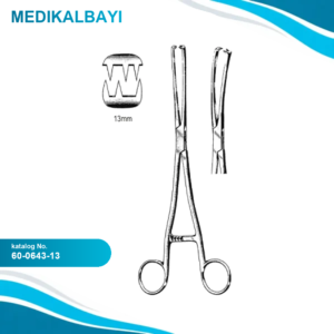 60.0643.13 Museux Vulsellum Forseps Eğri 3x3 Dişli 13mm, 26cm