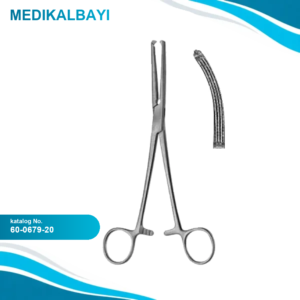 60.0679.20 Gwilliams Histerektomi Forsepsi Eğri 1x2 Dişli, 20cm