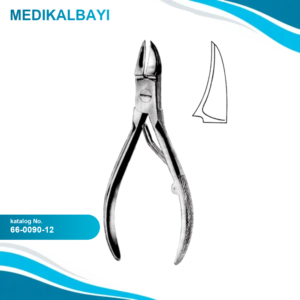 66.0090.12 Tırnak pensi, konkav ağızlı, düz saplı, tek yaylı, 12 cm